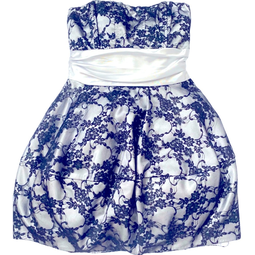 Studio Y Strapless Black/Silver Lace Mini Dress